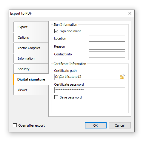 Digital Signature to PDF Export - Fast Reports