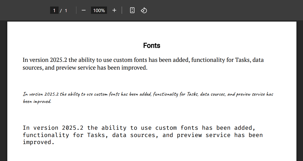 fonts in PDF