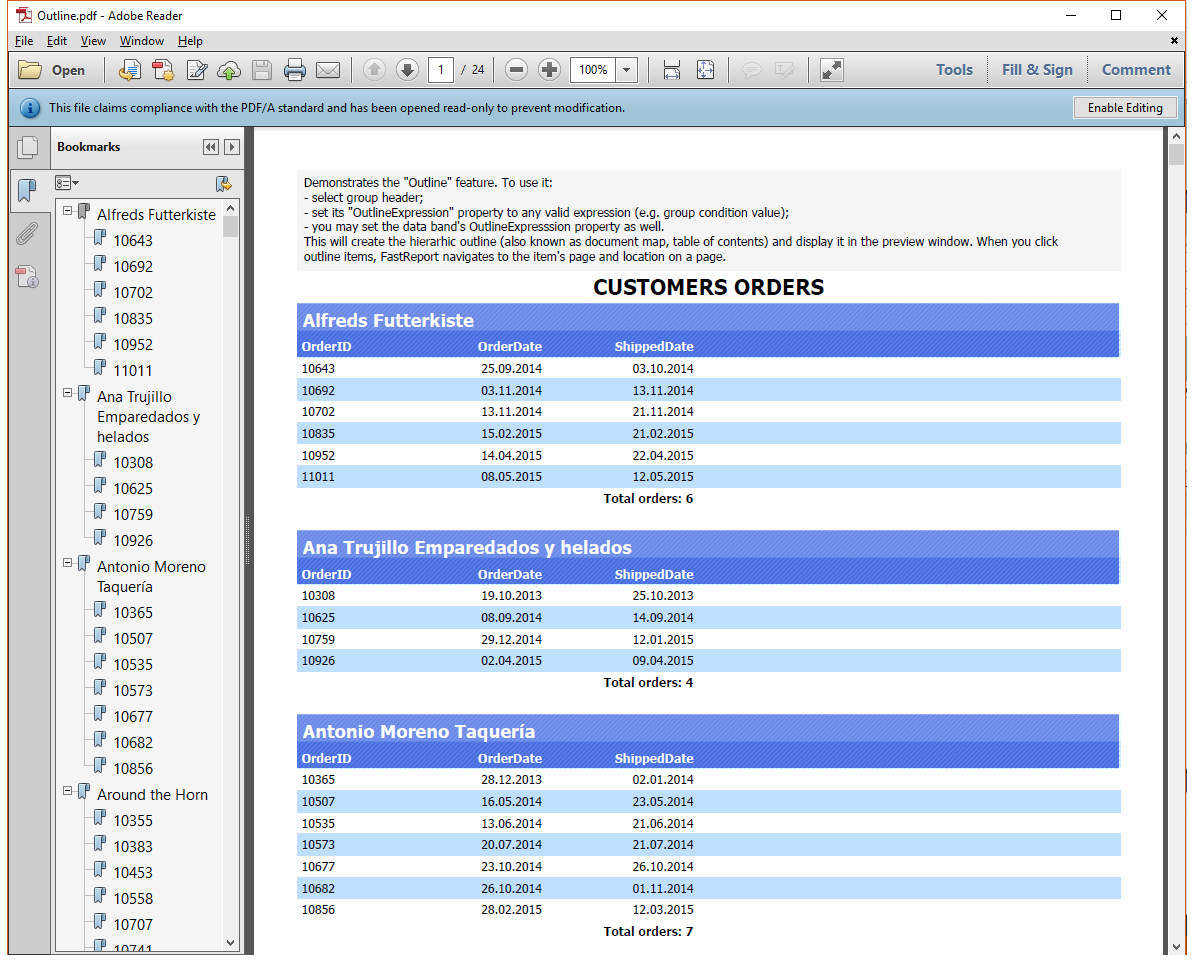 fastreport pdf export